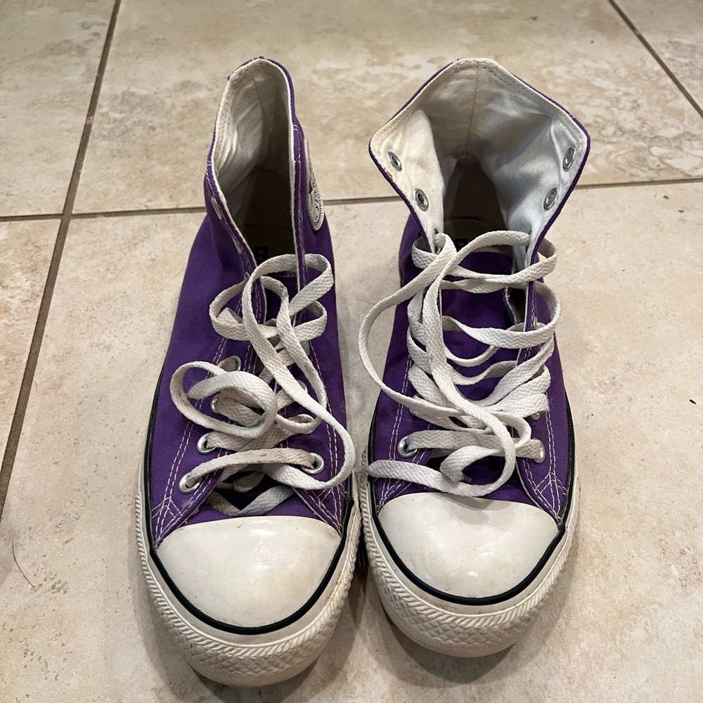 Converse All Star Purple High-Top Sneakers with White Laces